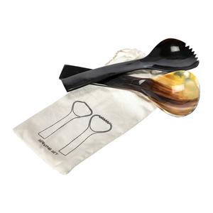 Juego de servidor de ensalada de cuerno de Búfalo con cuchara y tenedor para servir bodas, cuchara para servir bodas, gran oferta - Product Image 2