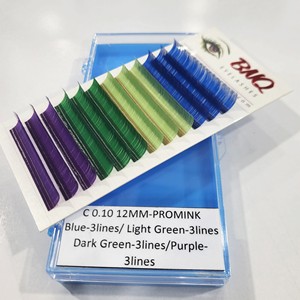 Extensiones de pestañas profesionales de seda, de alta calidad, personalizadas, azul, verde, púrpura, Etiqueta Privada, individuales - Product Image 2