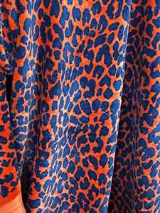 Vintage Cotton Velvet Curtain Coral & Blue Leopard Print Boho Drapes Home Decor Cotton Luxury Cotton Velvet Vintage Style - Product Image 6