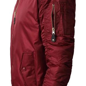 Blouson bombardier de baseball personnalisé avec broderie vintage et appliques de logo serti de diamants Redstone rouge cerise vestes en cuir PU - Product Image 4