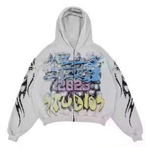 Fabricante bajo MOQ al por mayor algodón en blanco crudo dobladillo espuma impresión Sudadera con capucha personalizada 3D Puff impresión térmica recortada Sudadera con capucha hombres - Product Image 4