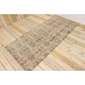 Alfombra Turca de 3.7x8.2 pies, Alfombra Vintage de Lana Ikat Marrón - Product Image 1