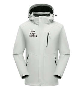 Chaquetas de exterior de talla grande con retales de concha suave y logotipo personalizado, cierre de cremallera, impermeables, a prueba de viento, de manga larga, de longitud media - Product Image 3