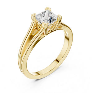 Anillo de Oro Amarillo de 14K con Diamante Cultivado en Laboratorio, Corte Princesa, para Mujer |   Diamante Cultivado Nuevo - Product Image 4