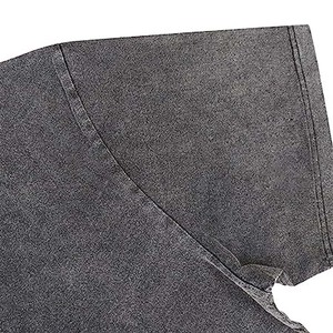 Camisetas de manga corta de algodón unisex transpirables, camisetas lavadas vintage grises - Product Image 3