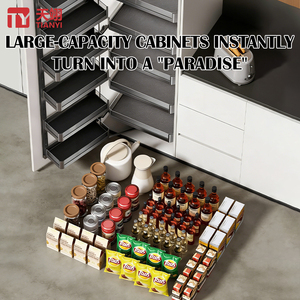 TIANYI Armoire haute intégrée moderne à 6 niveaux avec panier coulissant, organisateur de garde-manger robuste, système de rangement de cuisine interconnecté - Product Image 4