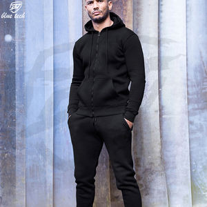 Custom Summer <b>Men's</b> 2-Piece Hooded <b>Cardigan</b> Jacket & Hoodie Jogging Suit Active Wear Fleece Polyester/Cotton Tracksuit - Product Image 1