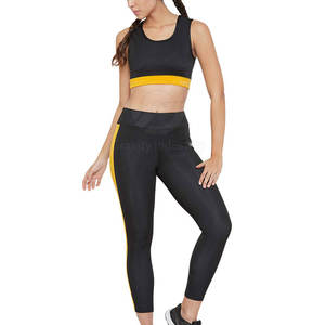 Conjunto de Ropa Deportiva para Gimnasio y Yoga para Mujer, Talla Personalizada, Diseño Sólido con Logotipo Frontal, Ecológico, Transpirable, de 2 Piezas, Alta Calidad - Product Image 1