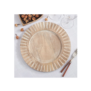Plaque de chargement en bois assiette de chargement en plastique en bois naturel de 13 pouces de diamètre avec vente - Product Image 1
