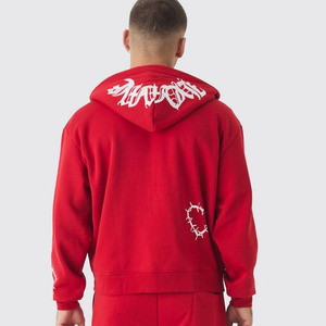 Vente en gros de sweat à capuche zippé avec impression de cœurs pour hommes sweats à capuche personnalisés en coton mélangé dernière conception au prix d'usine - Product Image 5