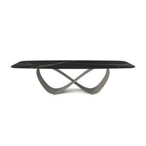 Modern Minimalist Butterfly Keramik Dining <b>Table</b> Sintered Stone and Wood Assembled for Home Office or Hotel Use - Product Image 2