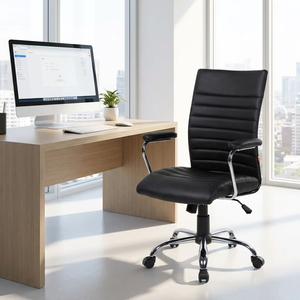 San Francisco Executive Lift Chair Black Eco-leather <b>Adjustable</b> Height Headrest Massage for Home <b>Office</b> Made Foam Aluminium - Product Image 2
