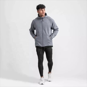 Nouveau Style Streetwear mode 100% coton épais Logo personnalisé surdimensionné épaule tombante fermeture éclair sweats à capuche hommes - Product Image 4