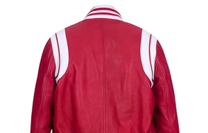 Blouson Bomber Varsity en Cuir de Vachette Rouge 2026 – Prix Abordable, Léger, Style Baseball, Coupe-Vent, Tendance Lycée - Product Image 5