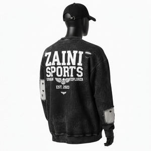 Sweat-shirts basiques en tissu molletonné de coton de qualité supérieure 330 GSM, noir délavé, patchwork, logo personnalisé, broderie, impression - Product Image 5