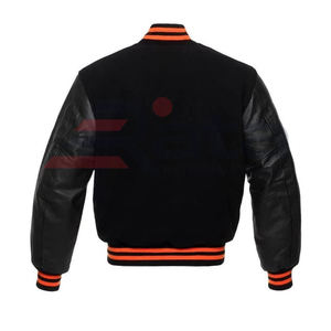 Vestes universitaires personnalisées de haute qualité, imperméables, respirantes, à capuche, en cuir véritable, col montant en toile - Product Image 2