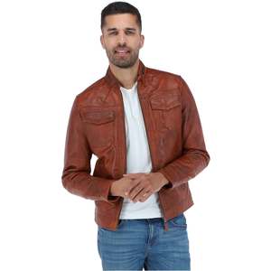 Chaqueta Bomber de Cuero para Hombre, Nueva Colección Otoño 2025, Casual, Manga Regular, Cuello Camisero, Bolsillos con Botones, Transpirable y Fresca, de Poliéster - Product Image 4