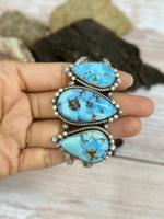 Pulsera Ajustable Hecha a Mano de Plata de Ley 925 con Cuerda Fina y Piedra Preciosa de Turquesa Natural Golden Hill, Certificada, para Regalo