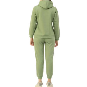 ชุดวอร์มผู้หญิงแบบสวมหัวผ้าฝ้าย100% แบบมีกระเป๋าชุดวอร์มสีพื้นพิมพ์ลายพิมพ์ฉลากตามต้องการ - Product Image 2