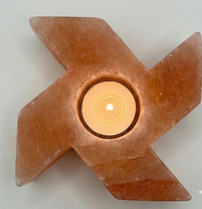 Windmill Shape Natural Pink Himalayan Salt Tea Light <b>Candle</b> Holder Hand <b>Carved</b> Crystal Rock Votive Stand for Unique Home Decor - Product Image 3