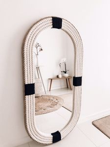 Handmade Nautical Hampton Style OVAL NAVY Rope <b>Mirror</b> <b>Large</b> 120cm X 60cm Handmade by Adiba Home Decor - Product Image 3