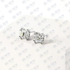 Aretes de Moissanita para Mujer, Aretes de Oro Sólido de 18K, 3,50 CTW, Corte Asscher, Regalo de Aniversario, Joyería de Diamante - Product Image 2