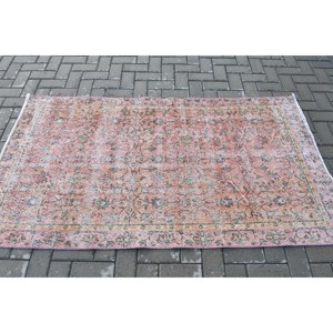 พรมสไตล์วินเทจแบบตุรกี ขนาด 3.5x6.4 ฟุต สีแดงเทาขอบสีเทา ทำจากขนสัตว์ - Product Image 3