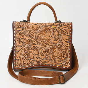 Bolso de Mano de Verano para Mujer, Hecho a Mano, Estilo Bohemio Occidental, Cuero Genuino Vintage, Diseño Floral Tallado, Ligero y de Alta Calidad - Product Image 6