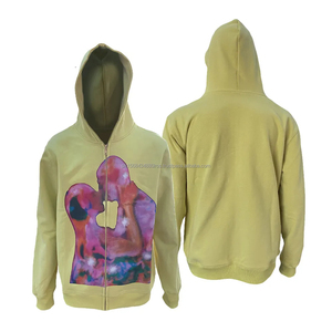 Sudadera con capucha de algodón de calidad de primavera personalizada para hombre, Sudadera con capucha y cremallera y logotipo estampado, ropa de calle, sudaderas con capucha informales de Hip Hop - Product Image 2