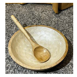 ชามไม้มะม่วงทำด้วยมือขนาด10x3นิ้วเรซินอีพ็อกซี่บอนไทท์ขัดเงาอินเดียสำหรับเสิร์ฟสลัดจบการศึกษา - Product Image 5