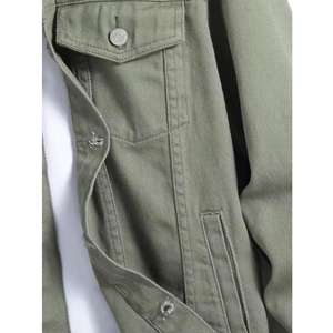 2025 Nueva chaqueta vaquera con botones para hombre de gran tamaño diseño personalizado de alta calidad Chaquetas vaqueras de manga a rayas informales personalizadas para hombres - Product Image 4