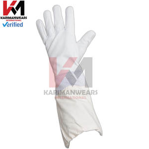 Guantes de apicultura de alta calidad de estilo americano, cuero de piel de cabra permeable al aire con protectores de brazo de lona - Product Image 4