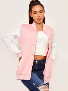 Veste universitaire en laine respirante à col montant imprimée pour femmes de haute qualité 2026, avec services OEM ODM - Product Image 6