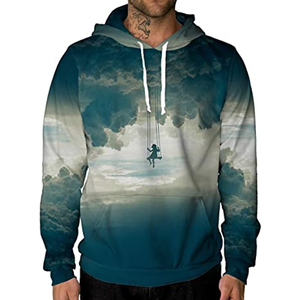 เสื้อสเวตเตอร์แขนยาวแบบสวมหัวพิมพ์ลายเมฆสำหรับผู้ชายดีไซน์พริ้ว - Product Image 1
