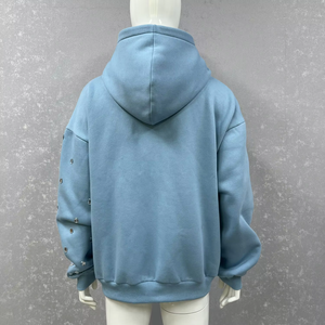 Haute qualité 600 GSM 100% coton pull à capuche strass embelli surdimensionné Boxy Fit Logo personnalisé poids lourd pour l'hiver - Product Image 2