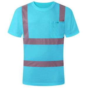 Camiseta de seguridad de stock de manipulación de Venta caliente, camiseta reflectante de manga corta transpirable para exteriores para hombres de verano para construcción - Product Image 1