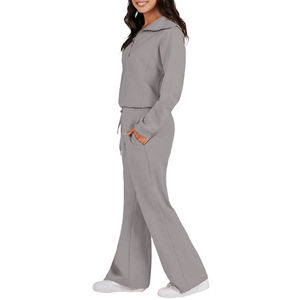 Traje de jogging informal con logotipo personalizado OEM para mujer Sudadera con capucha y pantalones de chándal de algodón de invierno Chándal de 2 piezas con estilo Jogger - Product Image 2