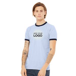 Custom T-Shirt Ringer Men's Ringer Short Sleeve T-Shirt Cotton Casual Shirt Front Back Custom Logo Ringer T Shirts - Product Image 2