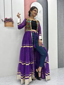 LAUNCHING NEW FESTIVE WEAR DESIGNER NAVRATRI SPECIAL <b>SHRUG</b> AND BLOUSE FABRIC COTTON WITH GAMTHI WORK - Product Image 2