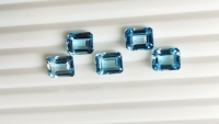 Prix de gros pour Quartz bleu naturel de haute qualité 6x8mm taille émeraude à facettes tailles personnalisables bon prix Inde personnalisé