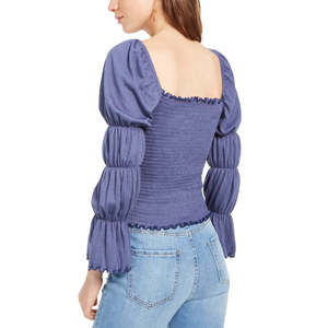 Maglietta Blu con Smock e Bordo Arricciato per Bambini Rewash, Taglia Grande, in Tessuto Lavorato a Maglia - Product Image 2