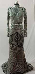 Robe de mariée pour femmes, robe de soirée à col en V, longueur au sol, avec décoration brodée, robe de mariée élégante - Product Image 2