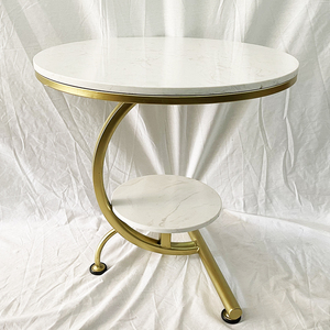 Modern Luxury Two-Tiered Side <b>Table</b> White <b>Marble</b> Top and Bronze Frame Durable Living Room Furniture <b>Set</b>-TT68124 - Product Image 4