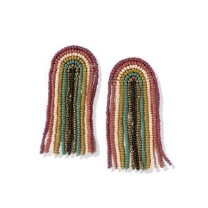 Handcrafted <b>Red</b> Seed Bead Embroidery <b>Earrings</b> Customizable Full Color Beaded Embroidered Fashion <b>Drop</b> Jewelry - Product Image 4
