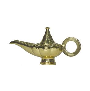 Lámpara de Aladino grabada de latón macizo de alta calidad con acabado dorado, lámpara de Chirag decorativa de mesa de diseño vintage, estilo árabe. - Product Image 1