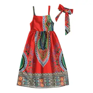 Летние африканские платья Дашики для маленьких девочек в этническом стиле Бохо с цифровым принтом, длинное платье макси для детей, Анкара