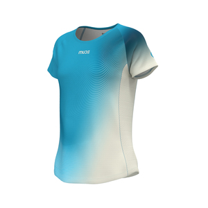 T-shirt de course sur sentier ajusté et respirant pour femme avec logo et détails en mesh Aqua - Product Image 1