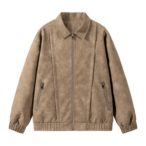 2025 nouvelle veste imperméable Streetwear Bomber OEM haute qualité fermeture éclair veste en cuir pour hommes - Product Image 3