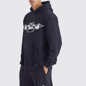 Conjunto de sudaderas con capucha y pantalones de chándal con estampado gráfico de estilo callejero para hombre, perfecto para el invierno, chándal de color de contraste de gran tamaño para hombre - Product Image 4