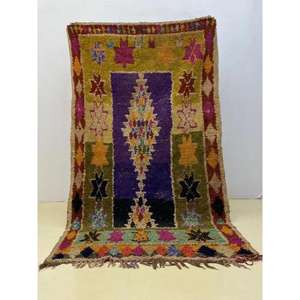 Auténtica Alfombra Marroquí Hecha a Mano, Boucherouite, Estilo Bohemio, Colorida, Vintage, Decoración Artesanal del Atlas - Product Image 1